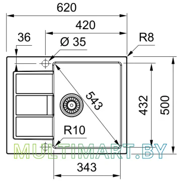 Кухонная мойка Franke Sirius 2.0 S2D 611-62 (500) Tectonite (белый) картинка 2